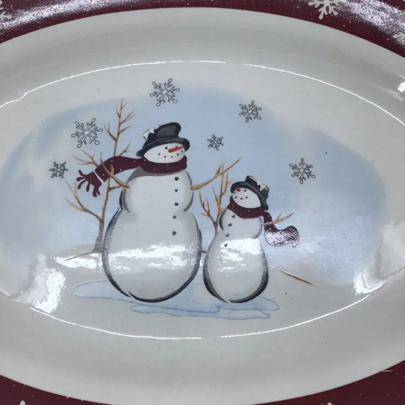 Royal Seasons Christmas Snowmen Gravy Boat Underplate Relish and Serving Platter - Picture 12 of 15